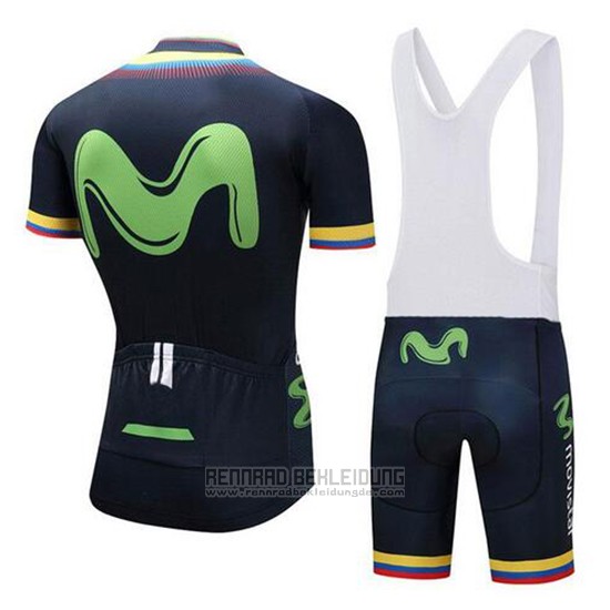 2018 Fahrradbekleidung Movistar Champion Kolumbien Trikot Kurzarm und Tragerhose - zum Schließen ins Bild klicken